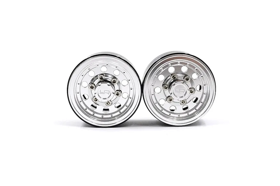 Yeah Racing 1.55&amp;quot; Silver Aluminium CNC Machined 10 Spoke Beadlock Rims 2Pcs image 91684