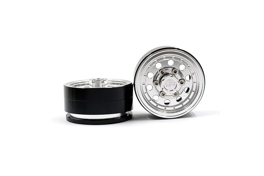 Yeah Racing 1.55&amp;quot; Silver Aluminium CNC Machined 10 Spoke Beadlock Rims 2Pcs image 91685