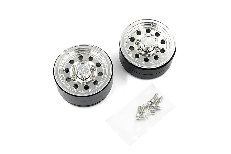 Yeah Racing 1.55&amp;quot; Silver Aluminium CNC Machined 10 Spoke Beadlock Rims 2Pcs image 91686