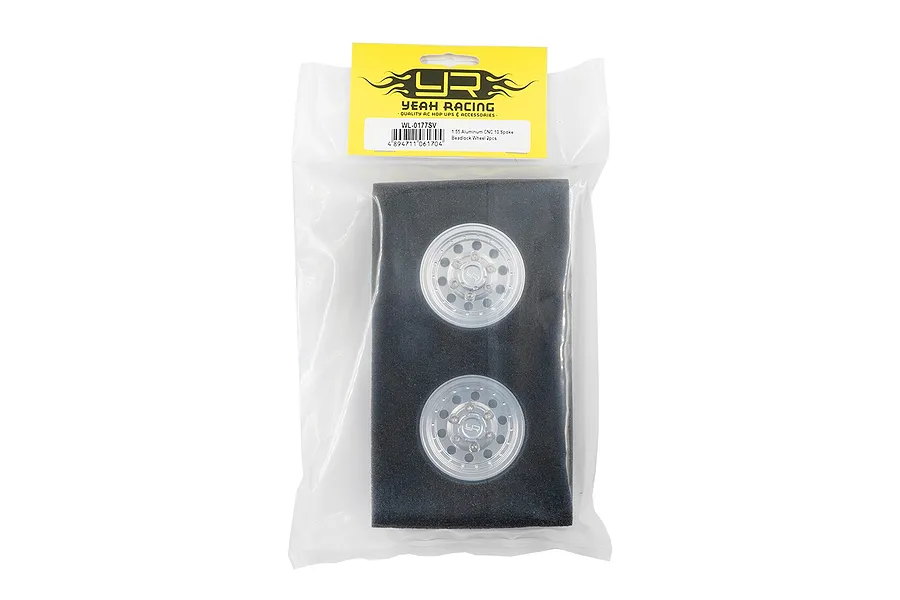 Yeah Racing 1.55&amp;quot; Silver Aluminium CNC Machined 10 Spoke Beadlock Rims 2Pcs image 91687