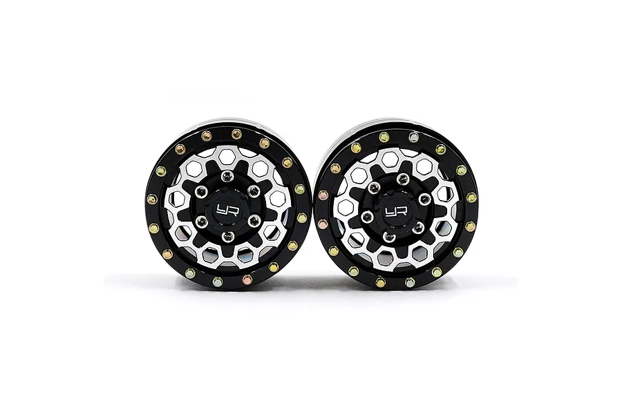 Yeah Racing 1.55&amp;quot; Black Aluminium CNC Machined 10 Spoke Beadlock Rims 2Pcs image 91688