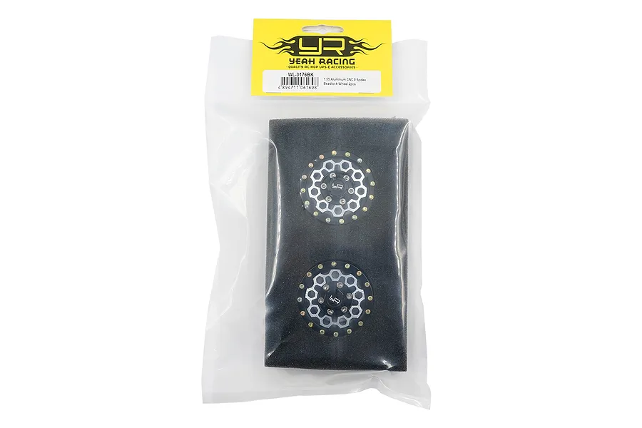 Yeah Racing 1.55&amp;quot; Black Aluminium CNC Machined 10 Spoke Beadlock Rims 2Pcs image 91691