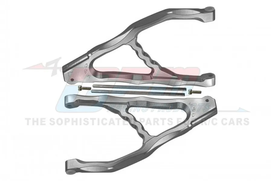 GPM Silver Aluminium Rear Upper Suspension Arms 2Pcs w/ Pins image 91716