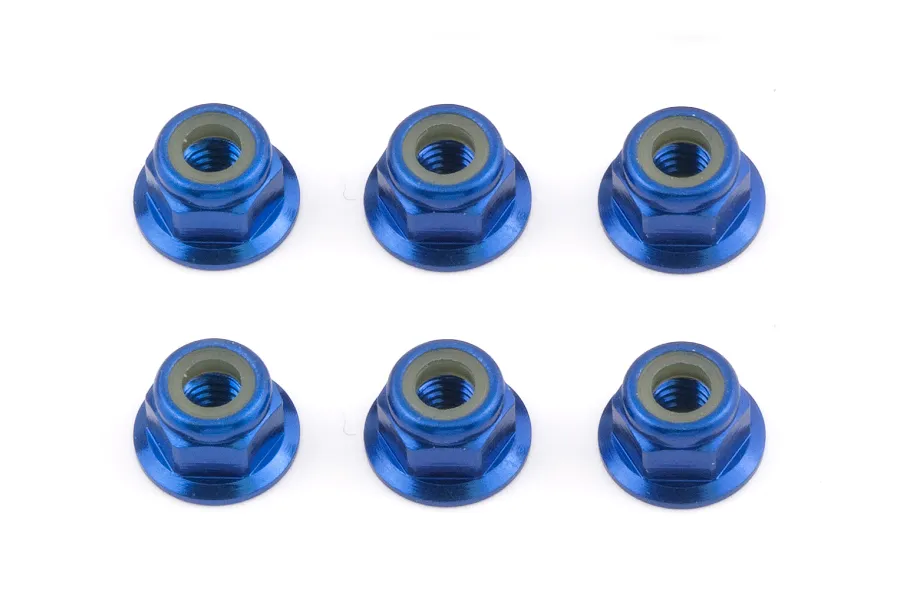 Factory Team Aluminium 4mm Flanged Nyloc Nuts 6Pcs - Blue image 91858