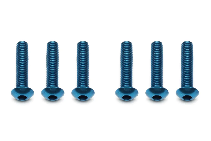 Factory Team Aluminium 3x14mm Fine Thread Button Head Screws 6Pcs - Blue image 91860