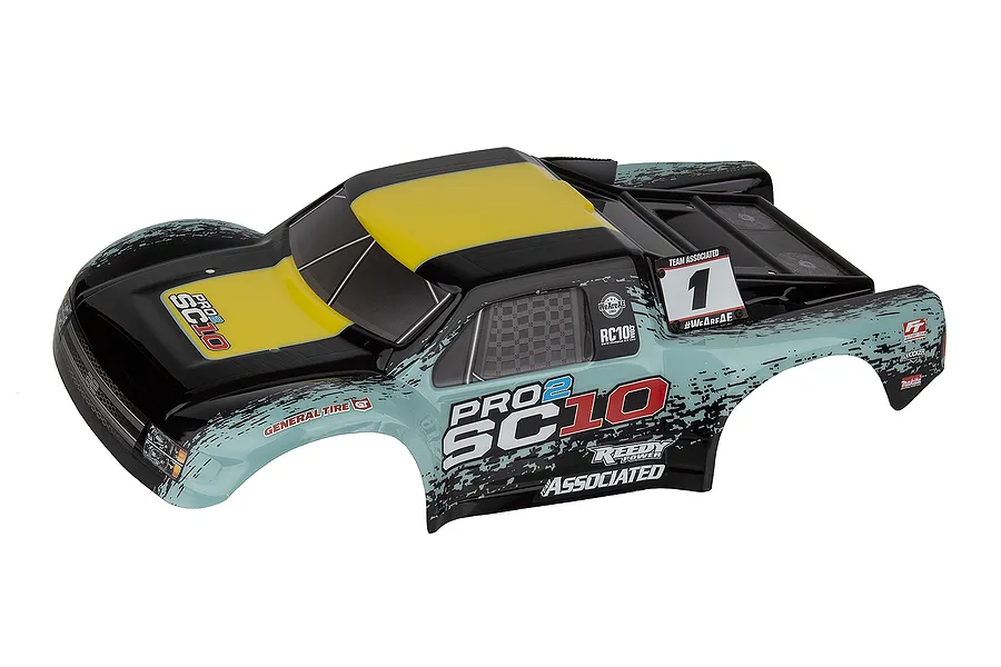 Team Associated 1/10 Pro2 SC10 Contender Painted Body Shell - Yellow/Turquoise image 91876
