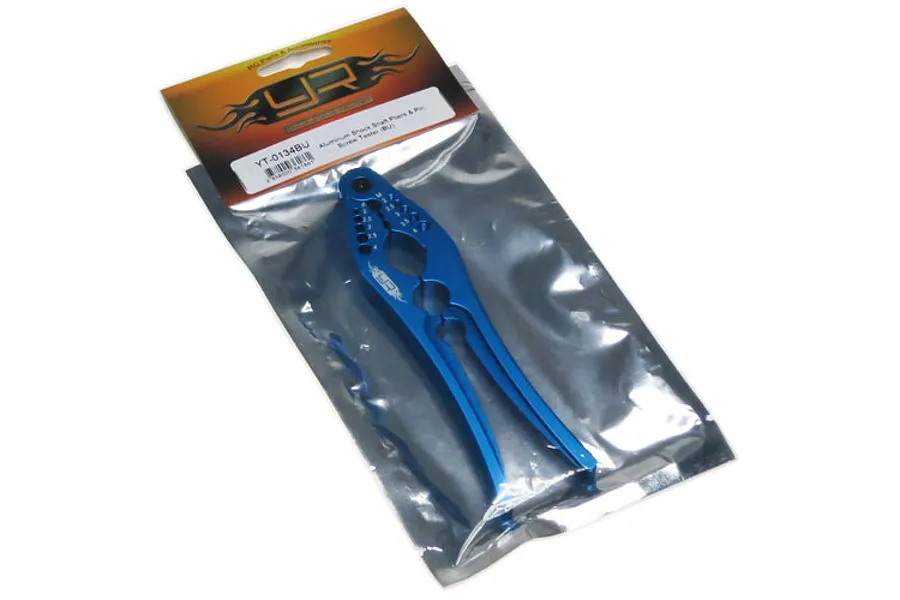 Yeah Racing blue aluminium shock shaft pliers and pin screw tester in original retail packaging.