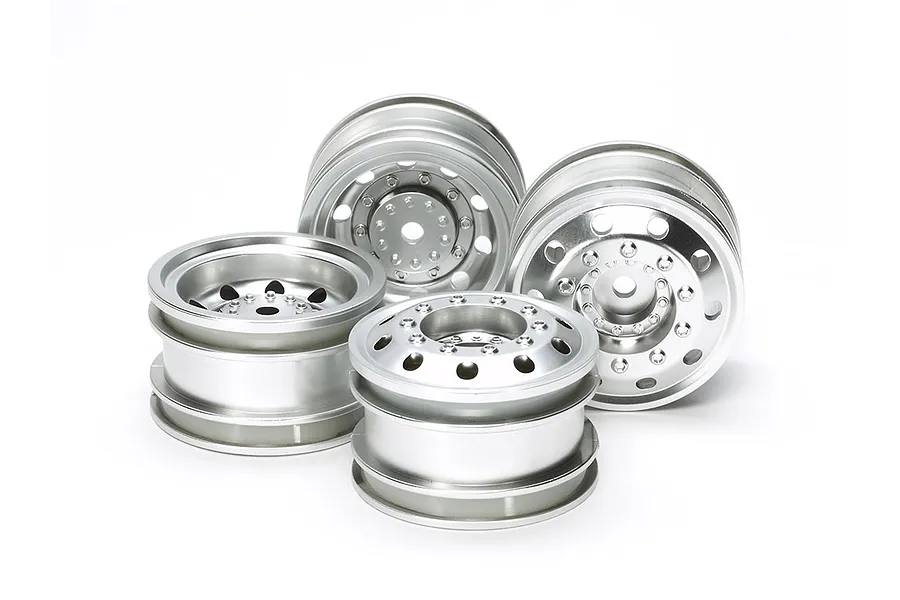 Tamiya 1.9&amp;quot; TGS Semi-Truck Silver Rims 4Pcs image 92023