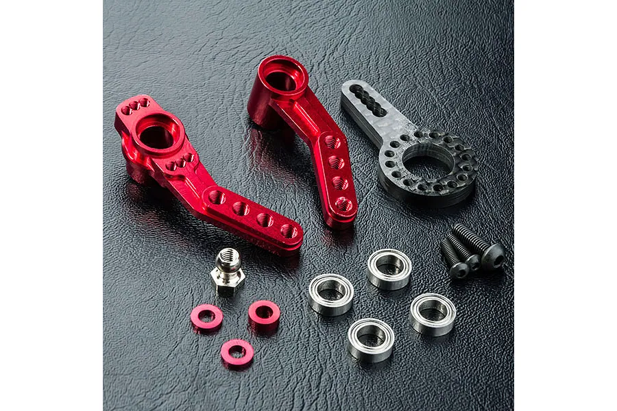 MST Red Aluminium &amp;amp; Carbon Fibre Steering Assembly Set image 92132