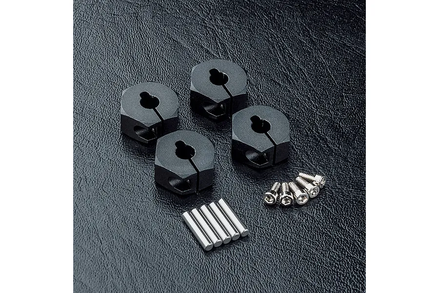 MST Black Aluminium 12mm Hexes (6mm Thick) Set 4Pcs image 92200