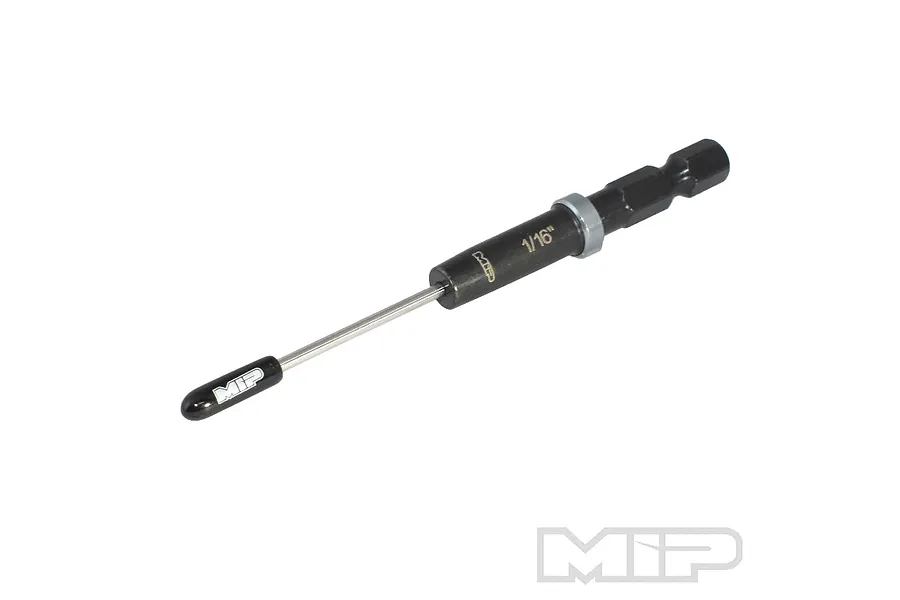 MIP 1/16 inch G2 speed tip hex driver bit with black handle and silver tip, isolated on a white background.