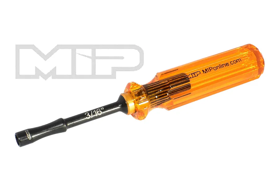 MIP 3/16 inch G2 nut driver with a translucent orange handle and black metal shaft against a white background.