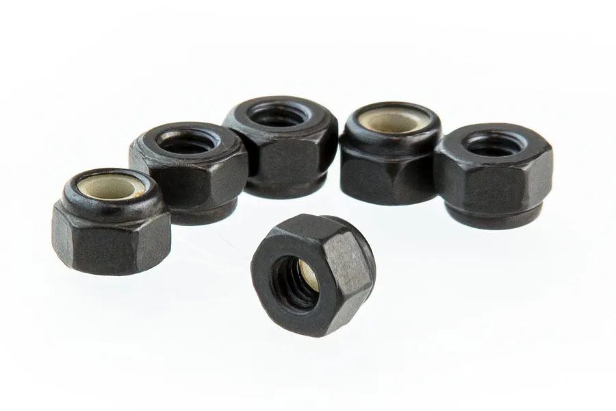 HSP Black Steel 3mm Nyloc Nuts 6Pcs image 9257