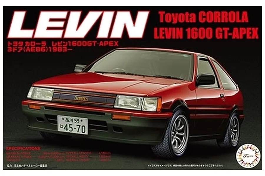 Fujimi 1/24 1983 Toyota AE86 Levin Scaled Plastic Model Kit image 92578