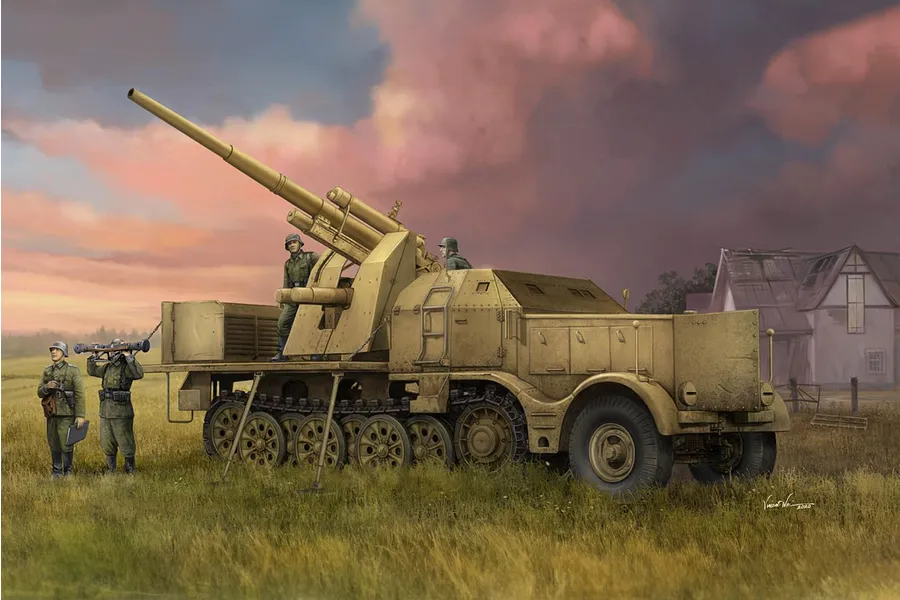 Trumpeter 1/35 Schwerer Zugkraftwagen 18T with 8.8 cm Flak Scaled Plastic Model Kit image 92693