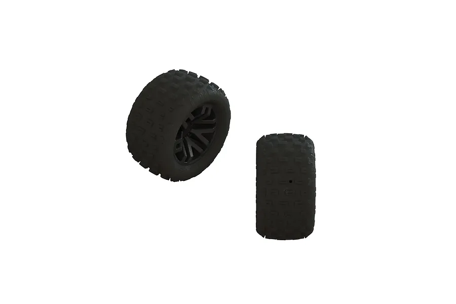 ARRMA 1.9&amp;quot; dBoots Fortress Tyres On Black Rims 4Pcs - Glued Wheels image 92887