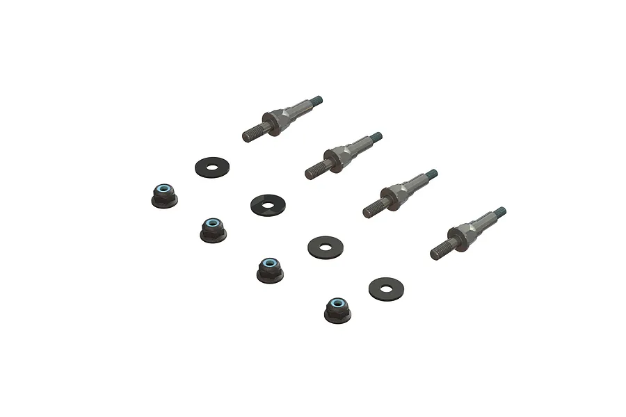 ARRMA EXB Steel Shock Mount Standoffs 4Pcs w/ M4 Flanged Lock Nuts image 92919
