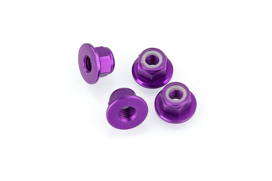 HSP 4mm Purple Aluminium Flanged Nyloc Nuts 4Pcs image 9295