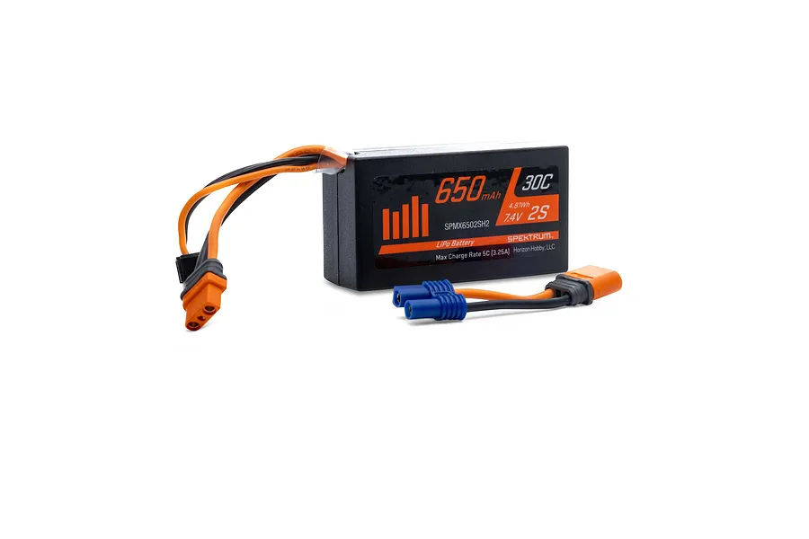 Spektrum Smart 7.4V 650mAh 30C Hard Case LiPo Battery image 92949