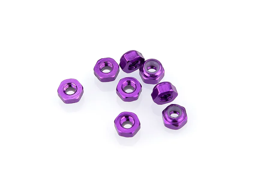 HSP 3mm Purple Aluminium Nyloc Nuts 8Pcs image 9297