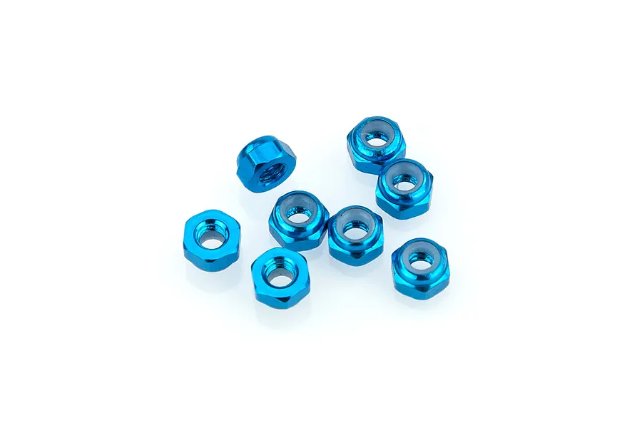 HSP 3mm Blue Aluminium Nyloc Nuts 8Pcs image 9298