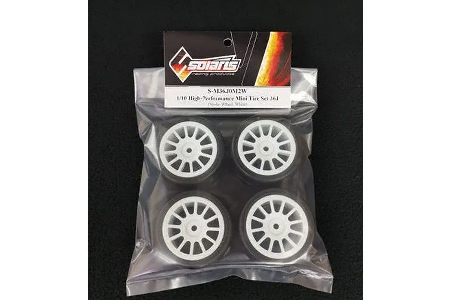 Solaris Mini 36J Premounted Touring Car Rubber Tyres w/ White Rims 4Pcs image 93171
