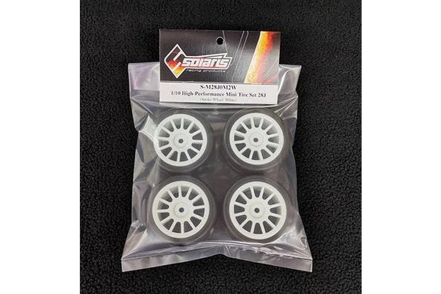 Solaris Mini 28J Premounted Touring Car Rubber Tyres w/ White Rims 4Pcs image 93172