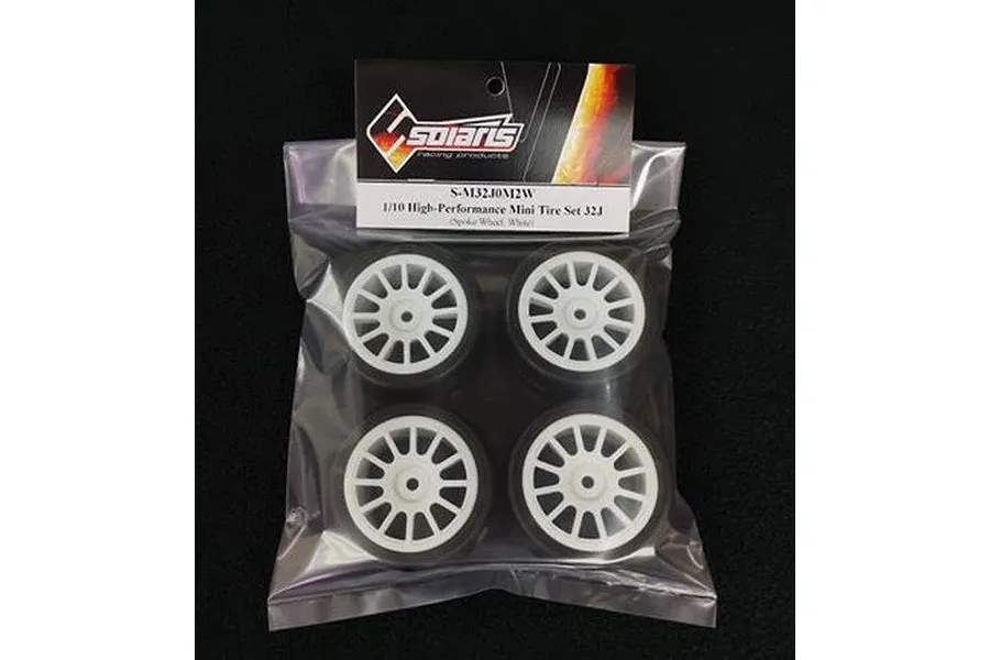Solaris Mini 32J Slick Rubber Touring Car Tyres on White Rims - Glued Wheels 4Pcs image 93173