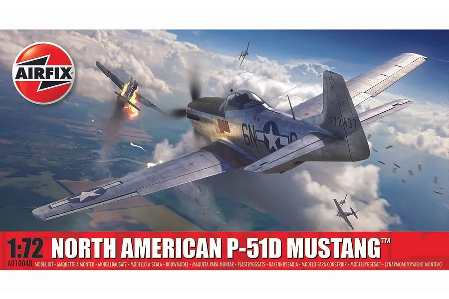Airfix 1/72 North American P-51D Mustang Fighter Scaled Plastic Model Kit image 93195