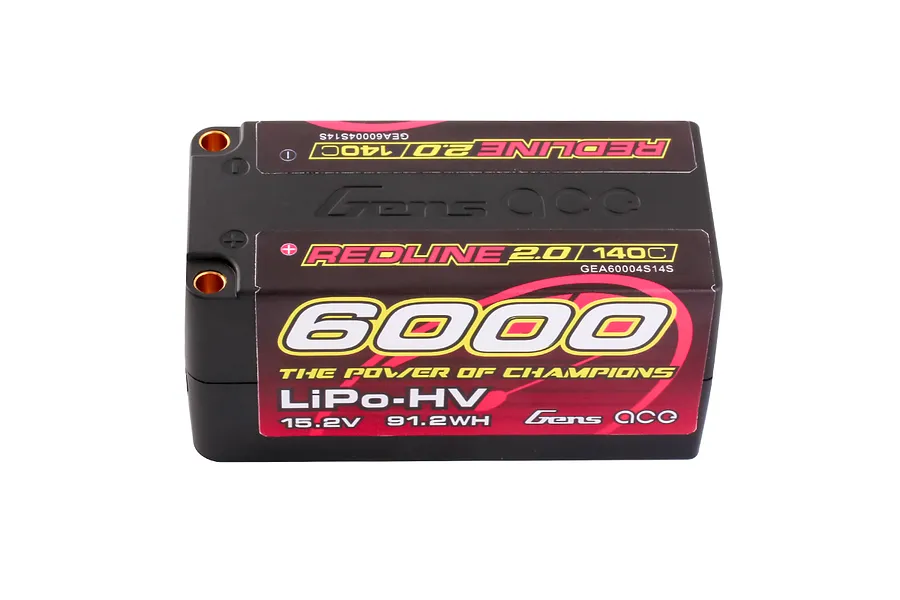 Gens Ace Redline 2.0 15.2V 6000mAh 140C HV Short Hard Case LiPo Battery image 93575