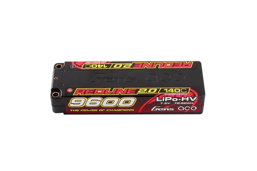 Gens Ace Redline 2.0 7.6V 9600mAh 140C HV Short Hard Case LiPo Battery image 93580