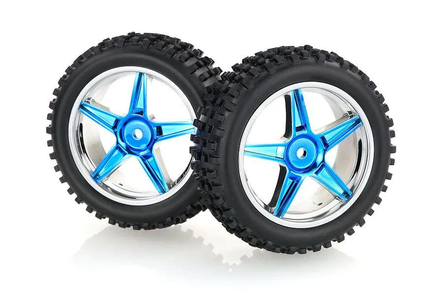 HSP 2.3&amp;quot; Front Tyres on Blue Chrome Rims - Wheels 2Pcs image 9367
