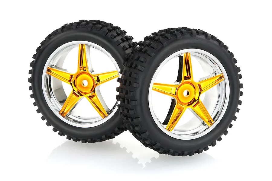 HSP 2.3&amp;quot; Front Buggy Tyres on Orange Chrome Rims - Wheels 2Pcs image 9368