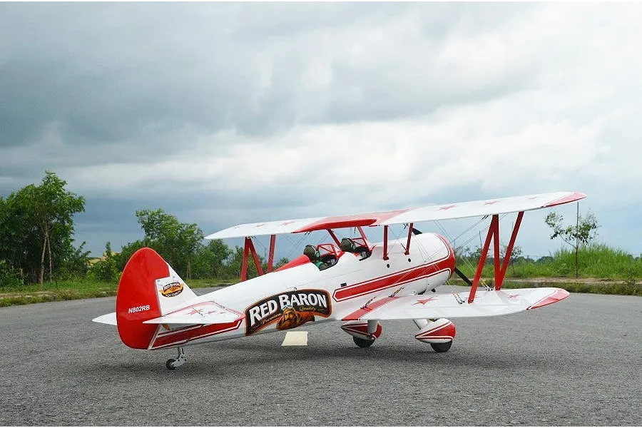 Seagull RC Plane Red Barron Pizza Squadron&amp;#039;s Stearman 1.8m Warbird Kit - White/Red image 93738
