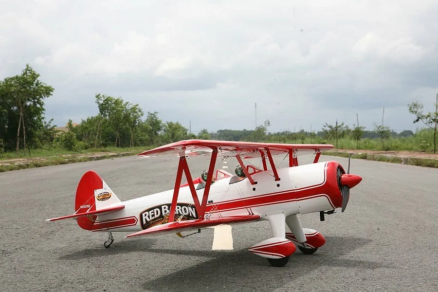 Seagull RC Plane Red Barron Pizza Squadron&amp;#039;s Stearman 1.8m Warbird Kit - White/Red image 93740