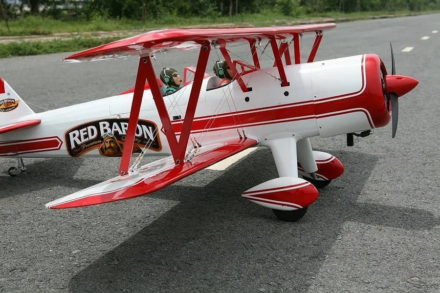 Seagull RC Plane Red Barron Pizza Squadron&amp;#039;s Stearman 1.8m Warbird Kit - White/Red image 93741