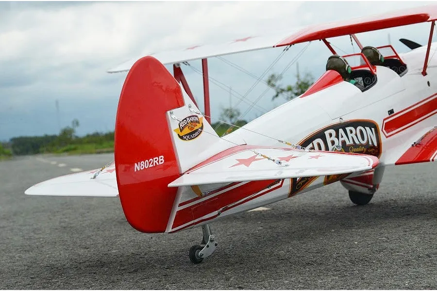 Seagull RC Plane Red Barron Pizza Squadron&amp;#039;s Stearman 1.8m Warbird Kit - White/Red image 93743