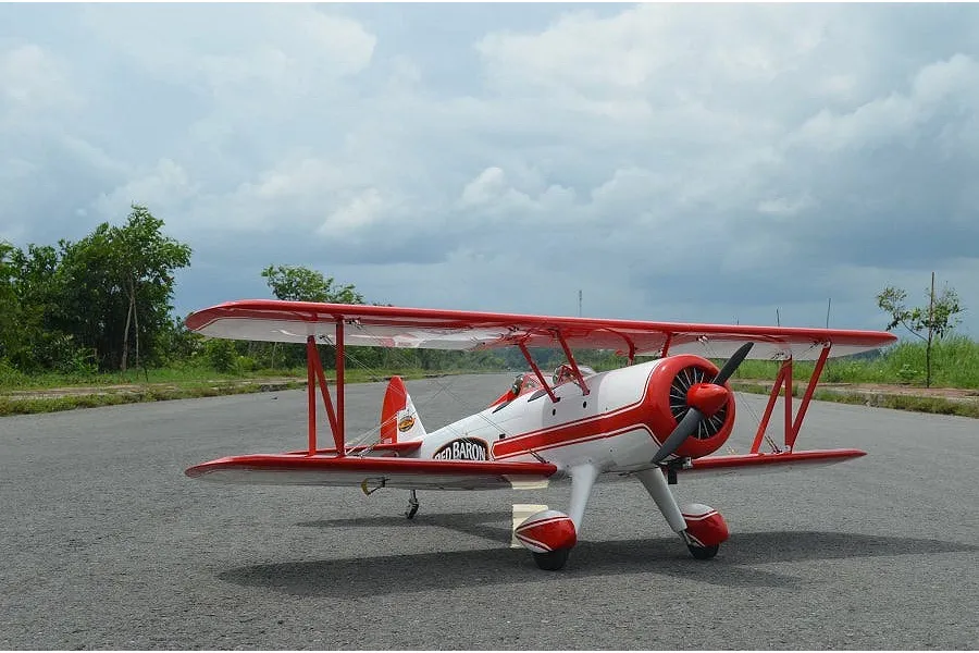 Seagull RC Plane Red Barron Pizza Squadron&amp;#039;s Stearman 1.8m Warbird Kit - White/Red image 93744