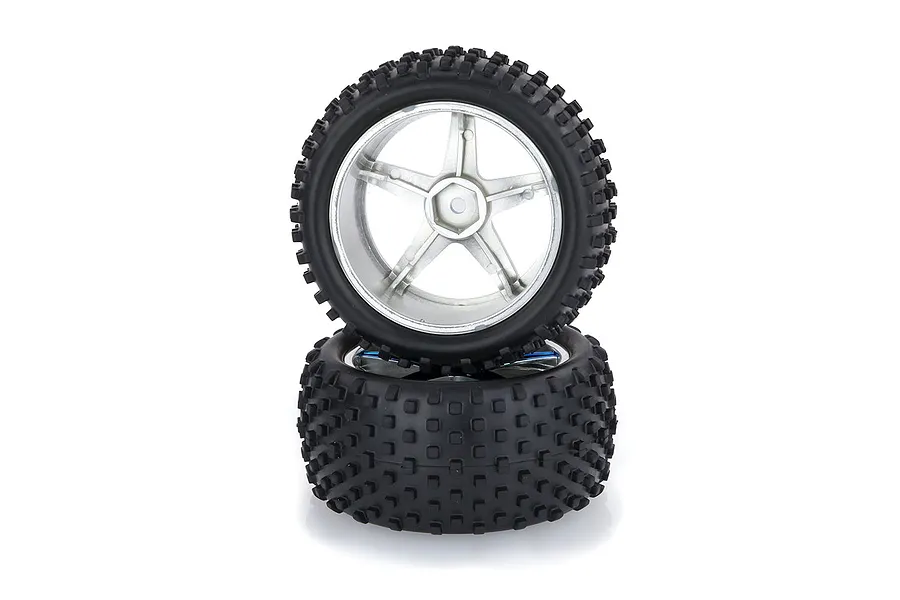 HSP 2.3&amp;quot; Rear Buggy Tyres on Blue Chrome Rims - Wheels 2Pcs image 9399