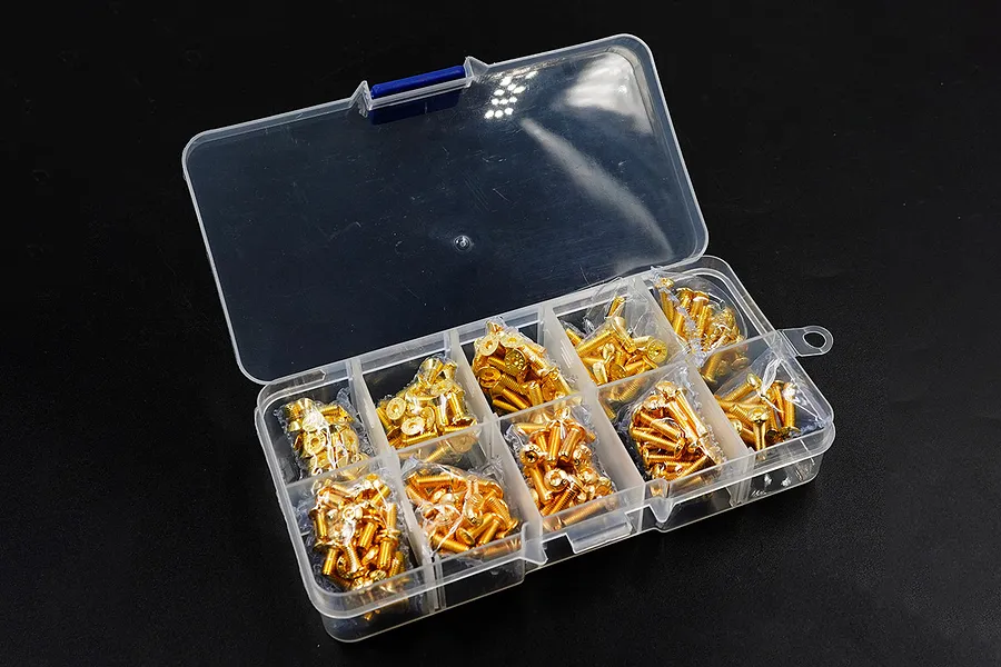 Yeah Racing Gold Steel Screw Kit w/ Mini Box 250Pcs image 93999