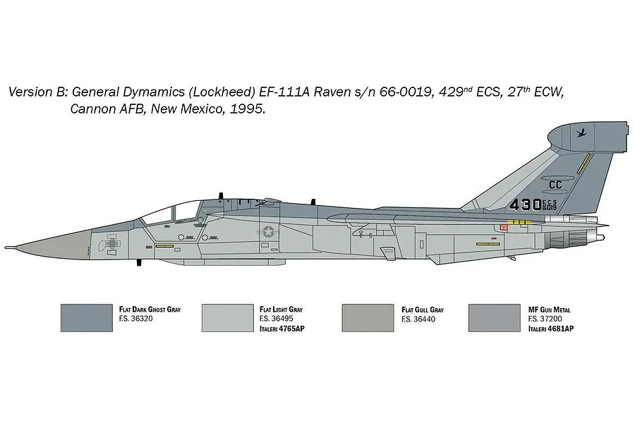 Italeri 1/72 EF-111 A Raven Fighter Scaled Plastic Model Kit image 94005