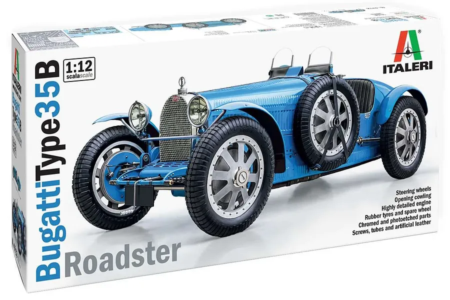 Italeri 1/12 Bugatti 35B Roadster Scaled Plastic Model Kit image 94006