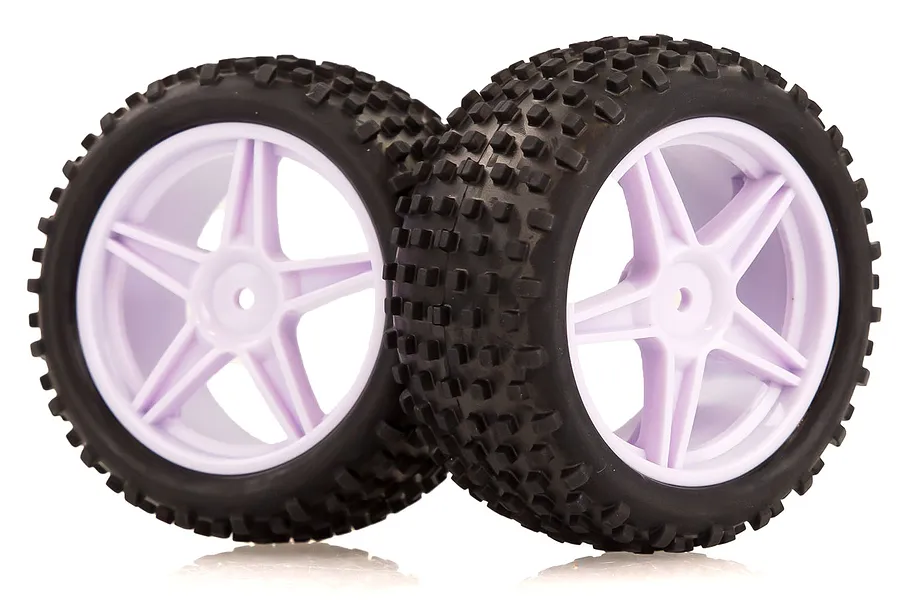 HSP 2.3&amp;quot; Rear Buggy Tyres on White Rims - Wheels 2Pcs image 9403