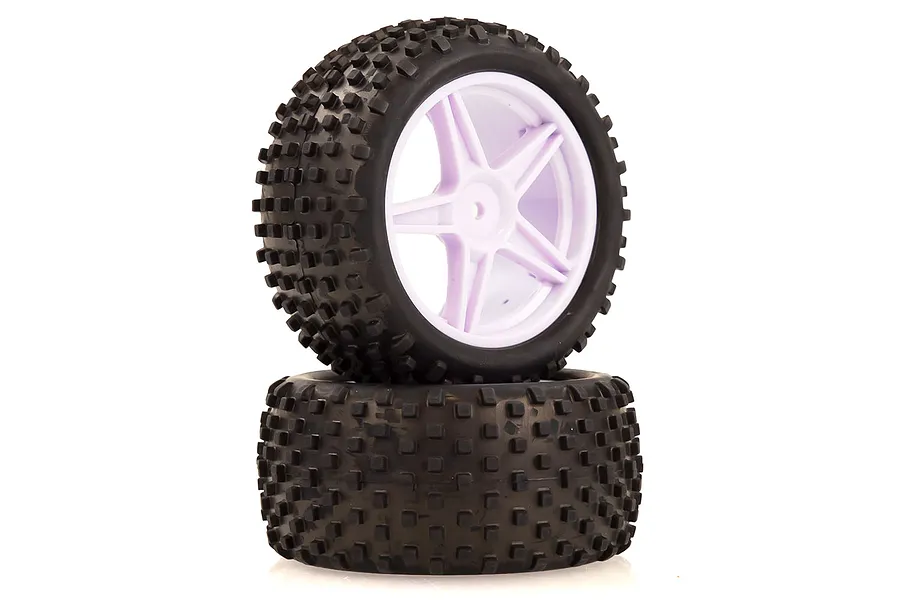 HSP 2.3&amp;quot; Rear Buggy Tyres on White Rims - Wheels 2Pcs image 9404