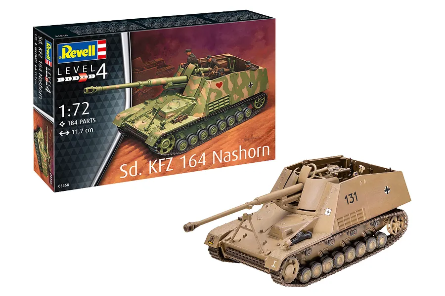 Revell 1/72 Sd.Kfz. 164 Nashorn Tank Scaled Plastic Model Kit image 94032
