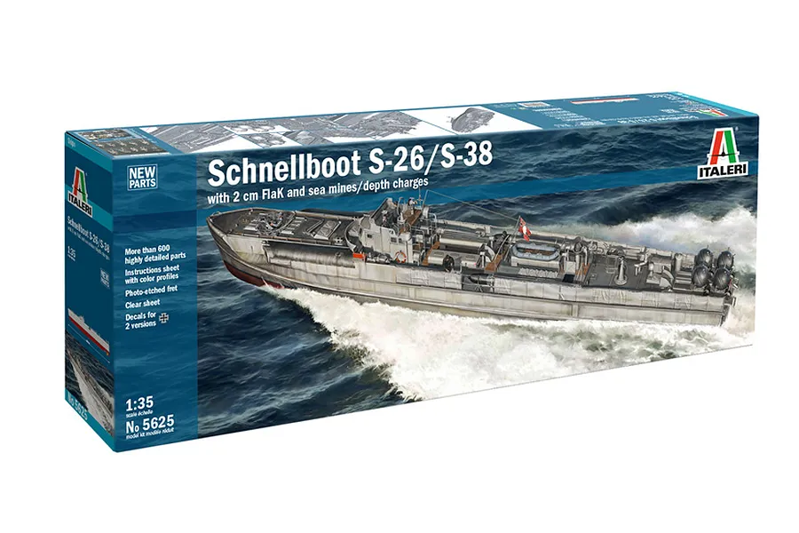Italeri 1/35 Schnellboot S-26/S-38 Torpedo Boat Scaled Plastic Model Kit image 94185