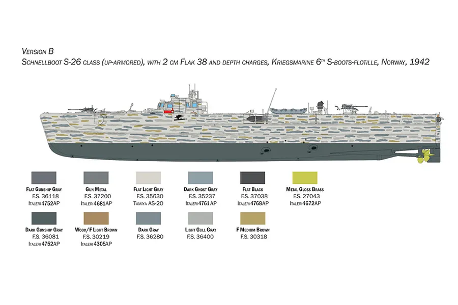 Italeri 1/35 Schnellboot S-26/S-38 Torpedo Boat Scaled Plastic Model Kit image 94188