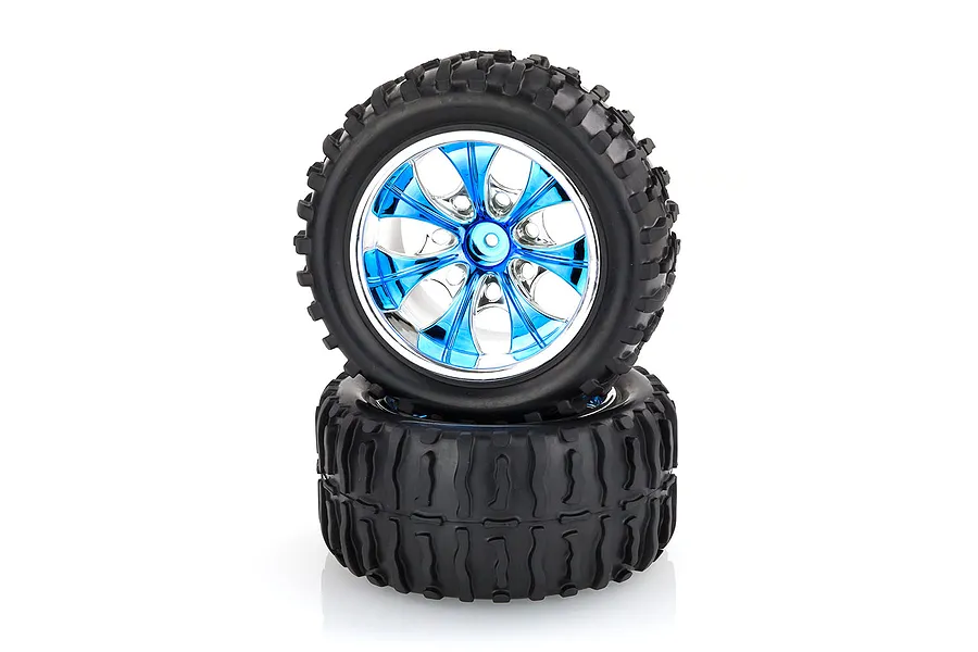 HSP 2.8&amp;quot; Off Road Tyres on Blue Chrome Rims - Wheels 2Pcs image 9445