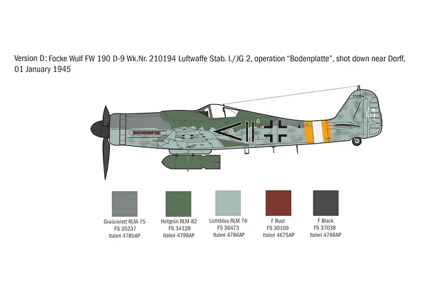 Italeri 1/72 Focke-Wulf FW 190 D-9 Fighter Scaled Plastic Model Kit image 7