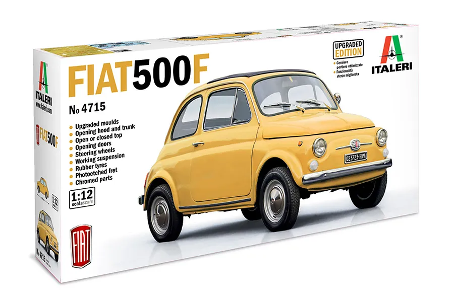 Italeri 1/12 Fiat 500 F Car Scaled Plastic Model Kit image 94556